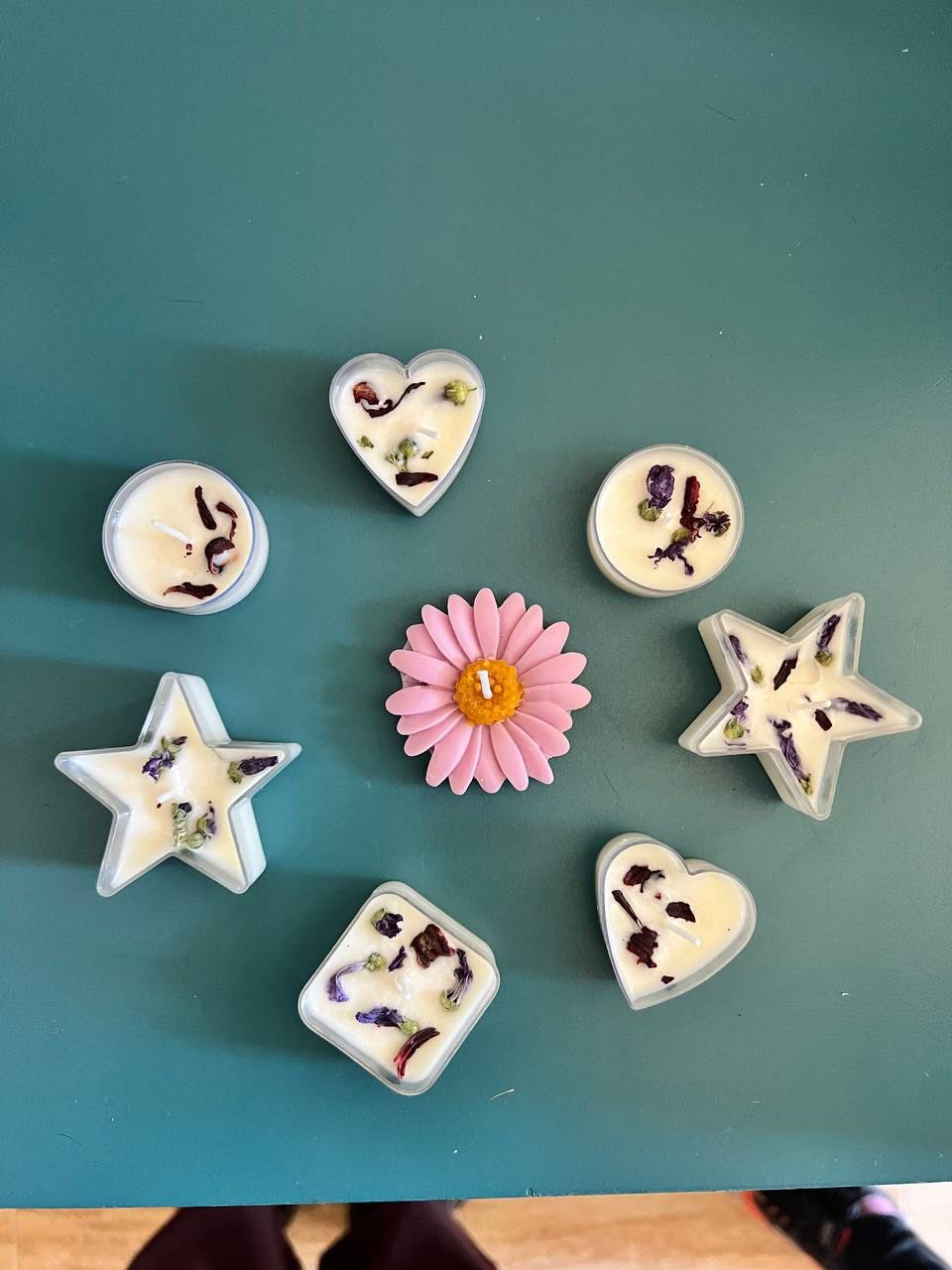 Pack de velas de té con flores secas